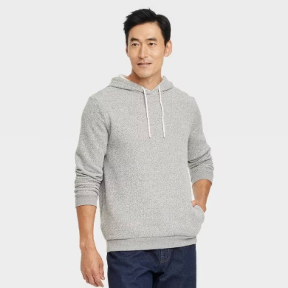 Men's Gray Textured Fleece Hoodie